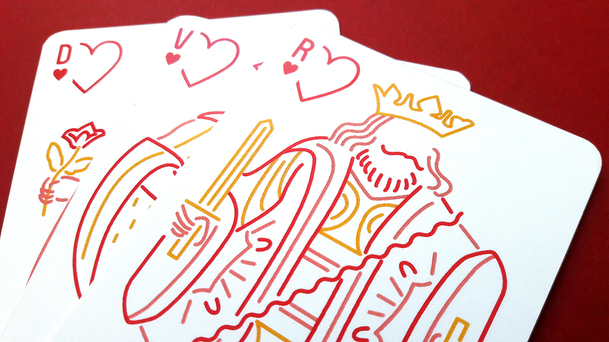 Jeu de 32 cartes, en réinterprétant les illustrations du jeu classique français