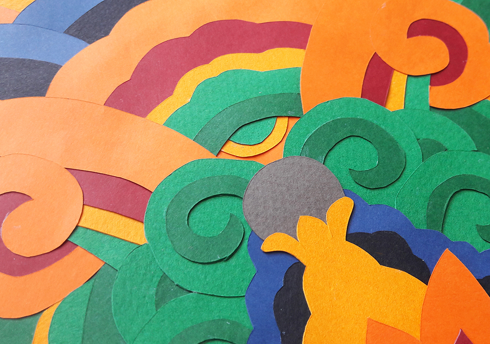 Détail papier découpé Affiche architecture coréenne motif dancheong